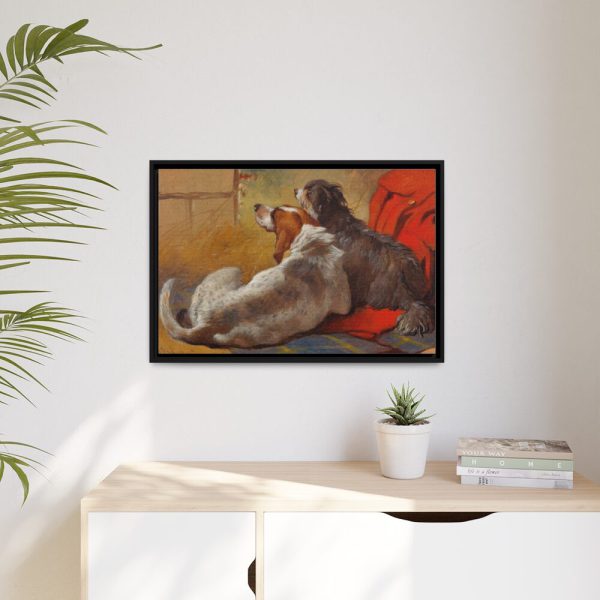 A Hound and a Bearded Collie by John Frederick Herring Framed Canvas