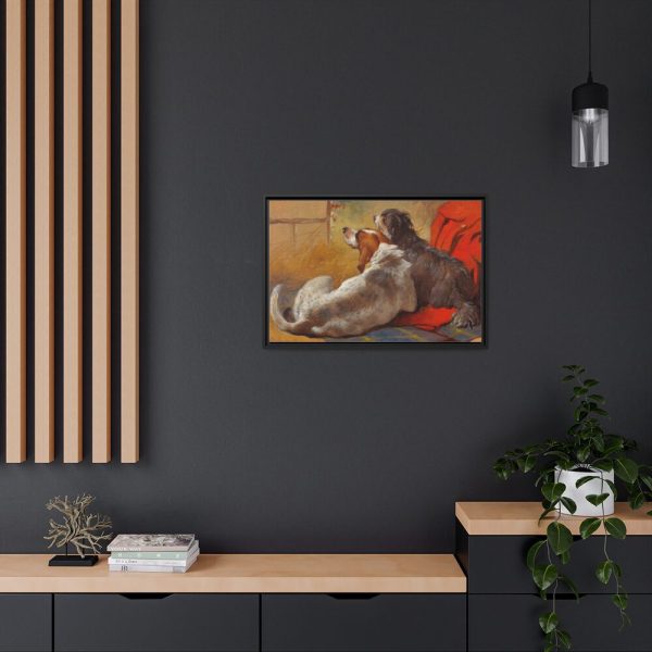 A Hound and a Bearded Collie by John Frederick Herring Framed Canvas