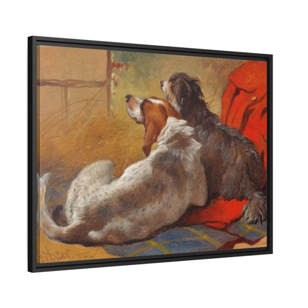 A Hound and a Bearded Collie by John Frederick Herring Framed Canvas