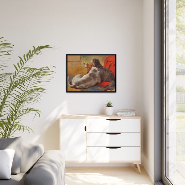 A Hound and a Bearded Collie by John Frederick Herring Framed Canvas
