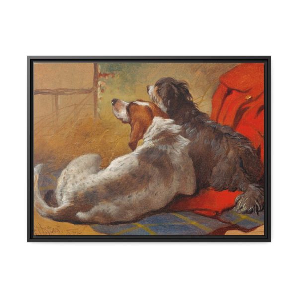 A Hound and a Bearded Collie by John Frederick Herring Framed Canvas