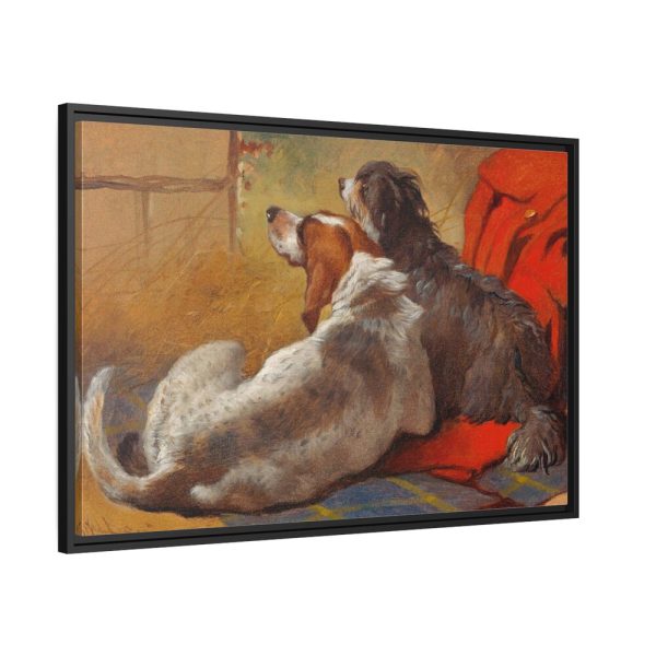 A Hound and a Bearded Collie by John Frederick Herring Framed Canvas