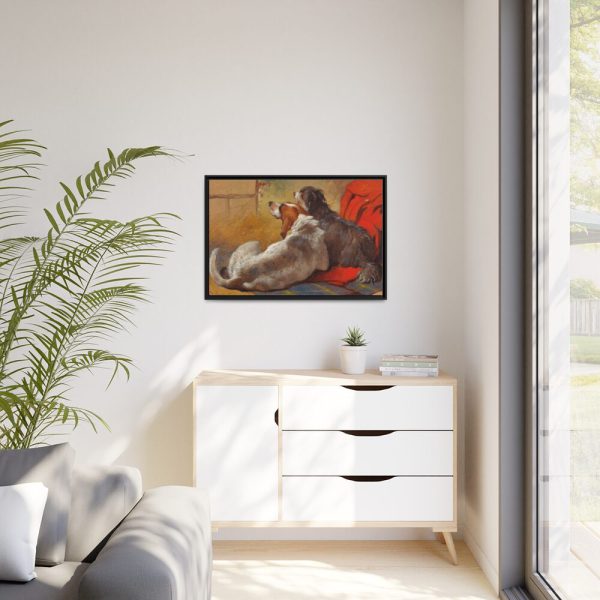 A Hound and a Bearded Collie by John Frederick Herring Framed Canvas
