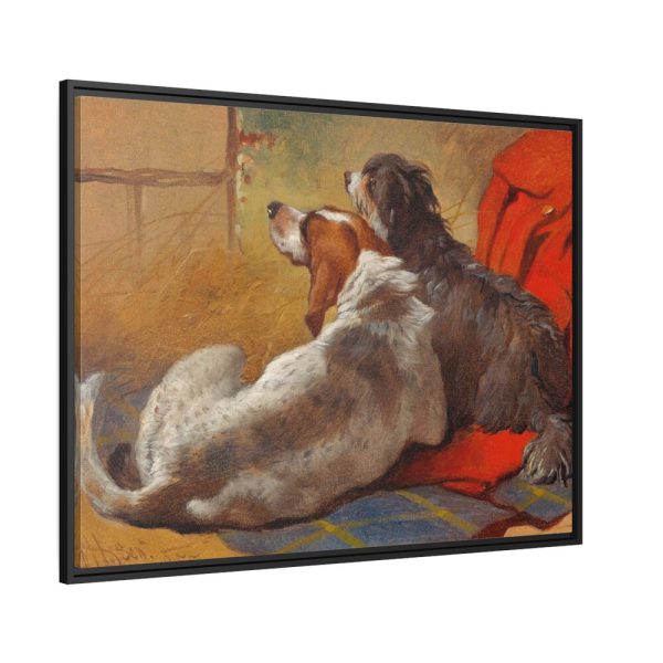 A Hound and a Bearded Collie by John Frederick Herring Framed Canvas