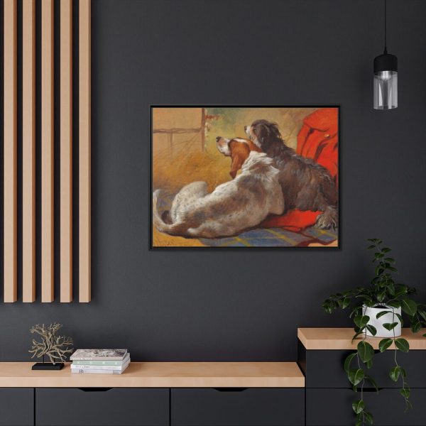 A Hound and a Bearded Collie by John Frederick Herring Framed Canvas