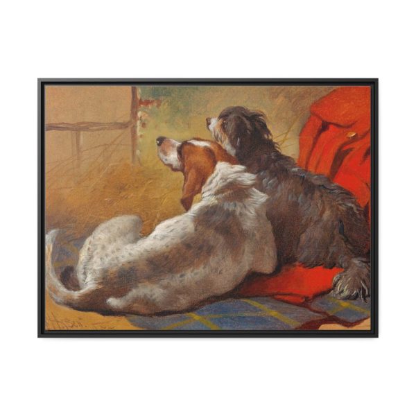 A Hound and a Bearded Collie by John Frederick Herring Framed Canvas