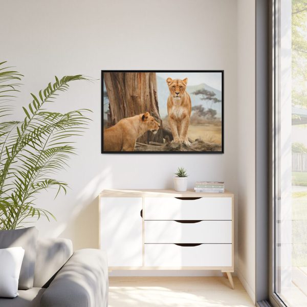 Female Lion Framed Canvas