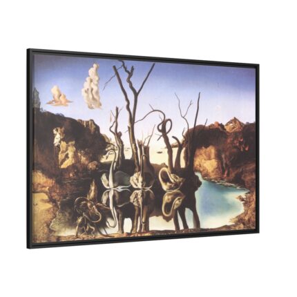 Swans Reflecting Elephants by Salvador Dali Framed Canvas
