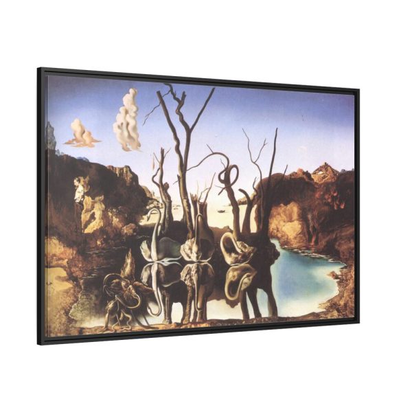 Swans Reflecting Elephants by Salvador Dali Framed Canvas