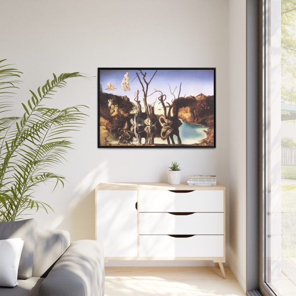 Swans Reflecting Elephants by Salvador Dali Framed Canvas