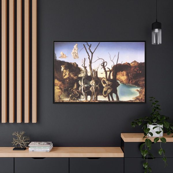 Swans Reflecting Elephants by Salvador Dali Framed Canvas