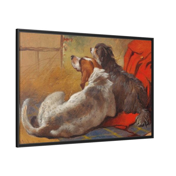 A Hound and a Bearded Collie by John Frederick Herring Framed Canvas
