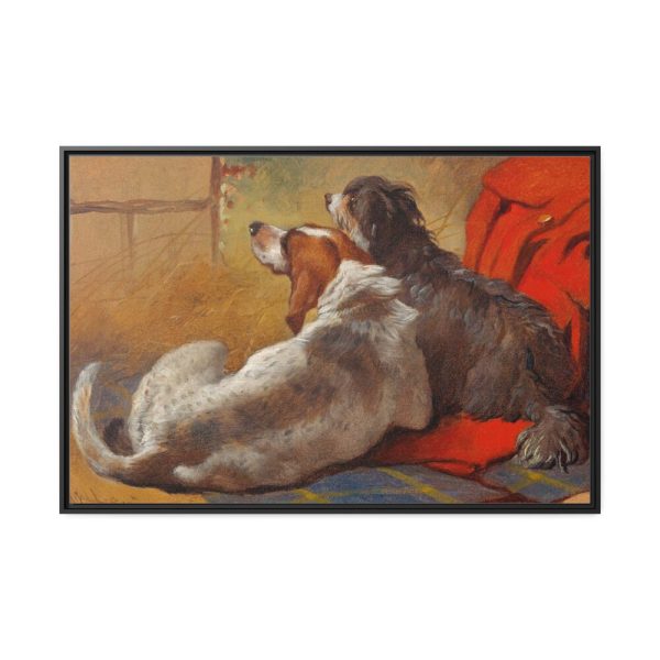 A Hound and a Bearded Collie by John Frederick Herring Framed Canvas