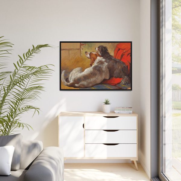 A Hound and a Bearded Collie by John Frederick Herring Framed Canvas