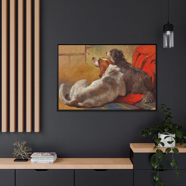 A Hound and a Bearded Collie by John Frederick Herring Framed Canvas