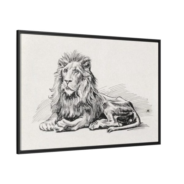 Vintage Lion Illustration by Albert Edelfelt Framed Canvas
