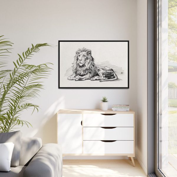 Vintage Lion Illustration by Albert Edelfelt Framed Canvas