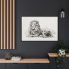 Vintage Lion Illustration by Albert Edelfelt Framed Canvas