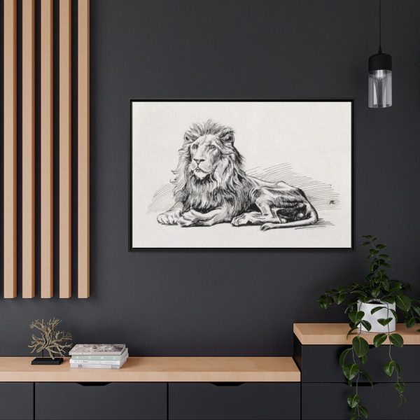 Vintage Lion Illustration by Albert Edelfelt Framed Canvas