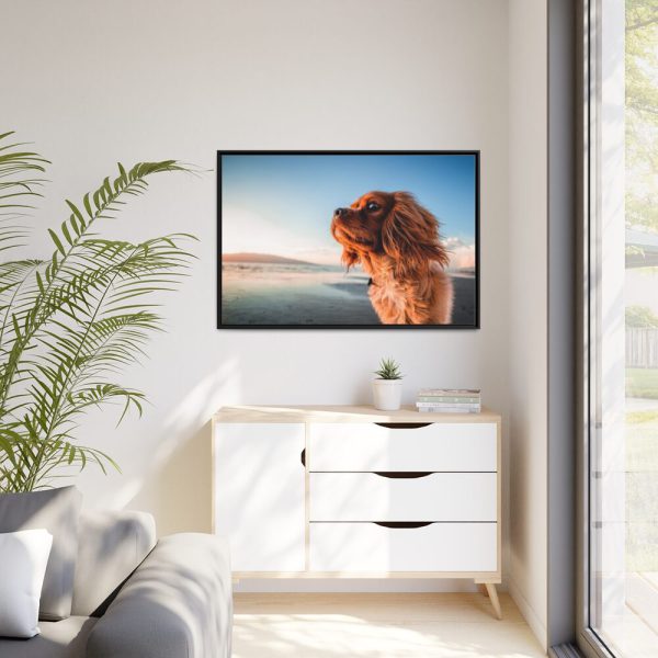 88289-188.jpg Brown Puppy on the Beach Framed Canvas
