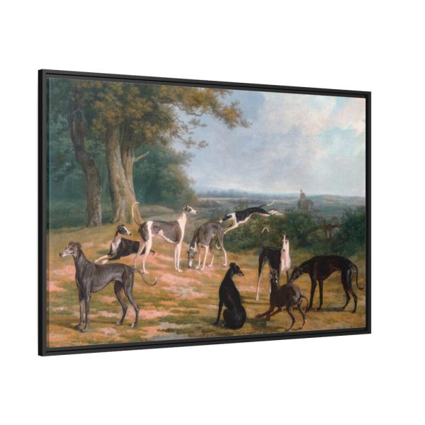 Nine Greyhounds in a Landscape by Jacques–Laurent Agasse Framed Canvas