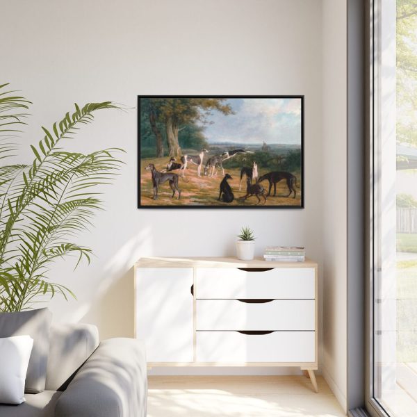 Nine Greyhounds in a Landscape by Jacques–Laurent Agasse Framed Canvas