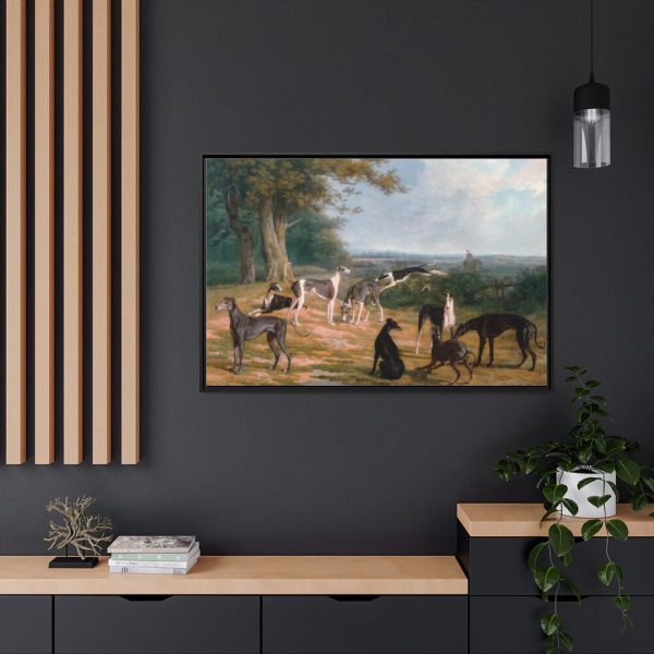 Nine Greyhounds in a Landscape by Jacques–Laurent Agasse Framed Canvas