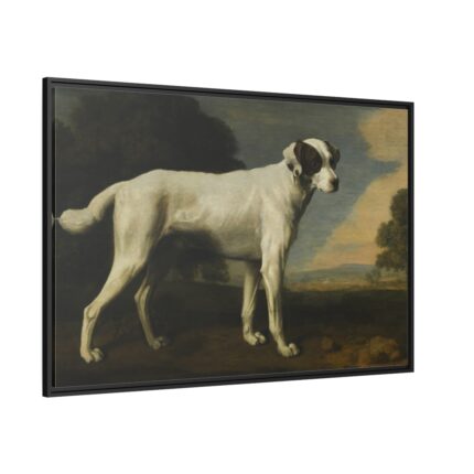 White Dog Painting By George Stubbs Framed Canvas