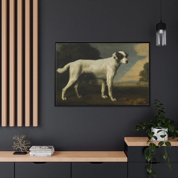 White Dog Painting By George Stubbs Framed Canvas
