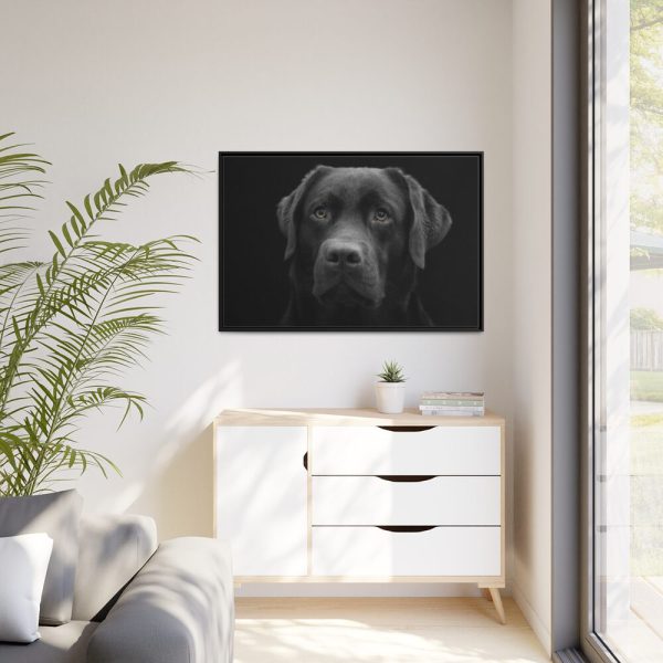 88289-348.jpg Black Dog Face Close Up Framed Canvas