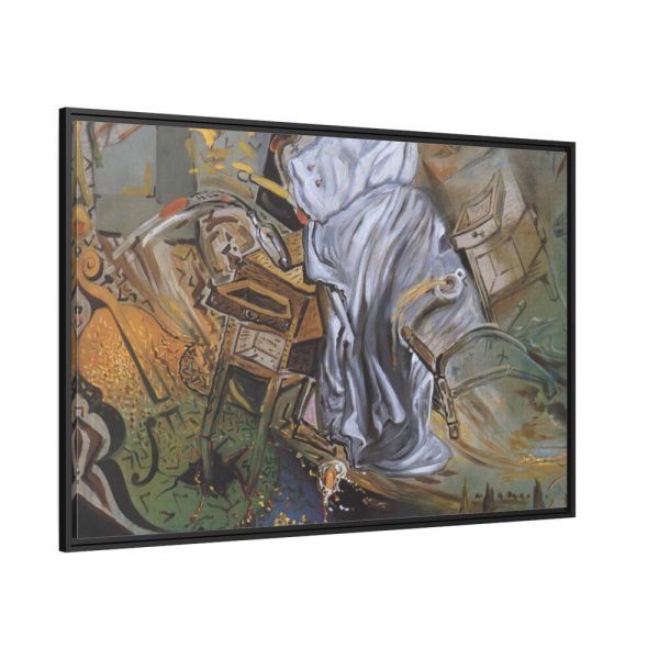 Bed and Two Bedside Tables Ferociously Attacking a Cello by Salvador Dali Framed Canvas