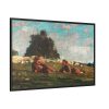 Boy and Girl in a Field with Sheep by Winslow Homer Framed Canvas