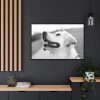 Labrador Retriever Dog in Black and White Framed Canvas
