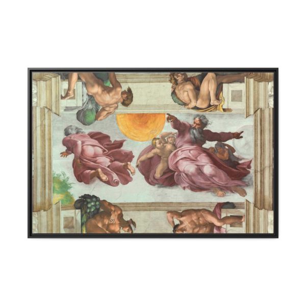 88289-496.jpg The Creation of the Sun and the Moon by Michelangelo Buonarroti Framed Canvas