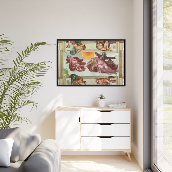 88289-498.jpg The Creation of the Sun and the Moon by Michelangelo Buonarroti Framed Canvas
