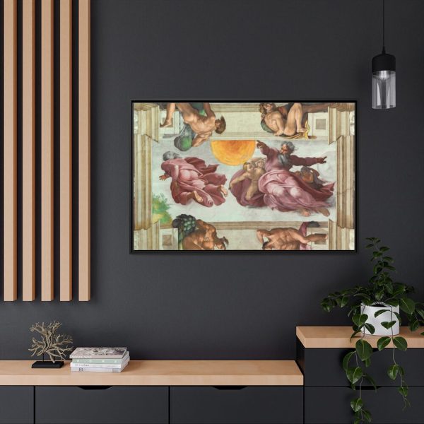 88289-499.jpg The Creation of the Sun and the Moon by Michelangelo Buonarroti Framed Canvas