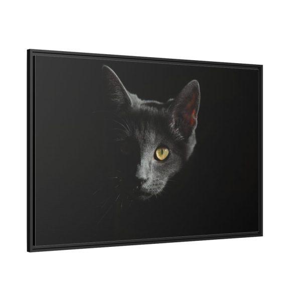 88289-500.jpg Black Bombay Cat in the Dark Framed Canvas