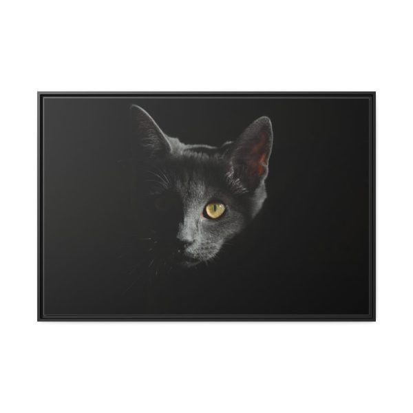 88289-501.jpg Black Bombay Cat in the Dark Framed Canvas