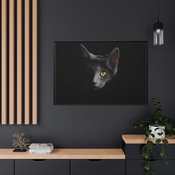 88289-504.jpg Black Bombay Cat in the Dark Framed Canvas