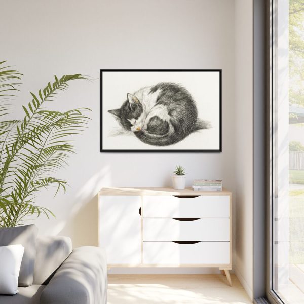 88289-508.jpg Rolled up Lying Sleeping Cat by Jean Bernard Framed Canvas