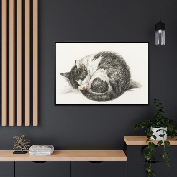 88289-509.jpg Rolled up Lying Sleeping Cat by Jean Bernard Framed Canvas