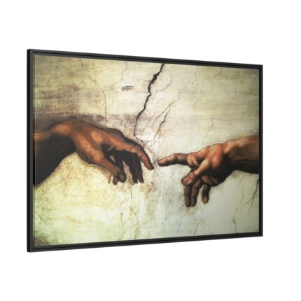 Part of The Creation of Adam Hands by Michelangelo Buonarroti Framed Canvas