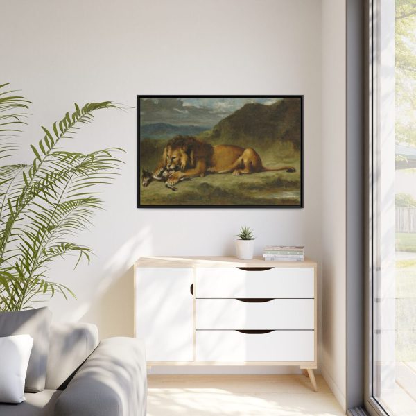 88289-58.jpg Lion Devouring a Goat Framed Canvas