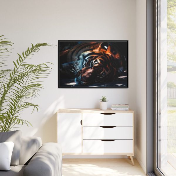 88289-588.jpg Close-up Tiger Head Resting in the Shade Framed Canvas