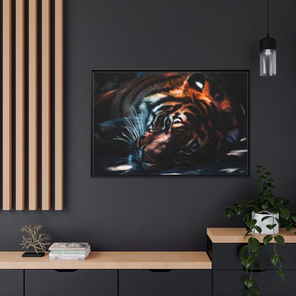 88289-589.jpg Close-up Tiger Head Resting in the Shade Framed Canvas