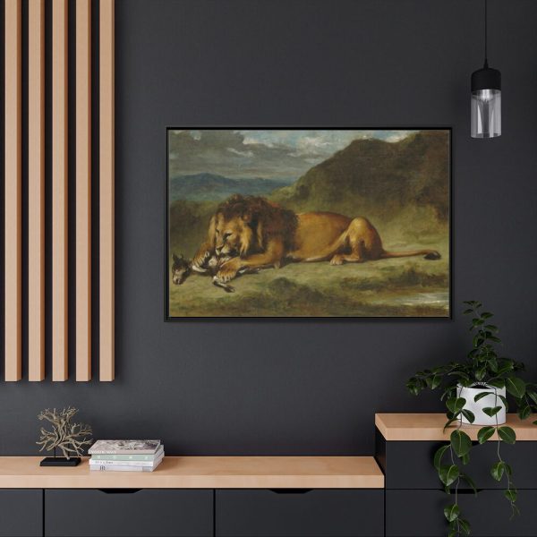 88289-59.jpg Lion Devouring a Goat Framed Canvas