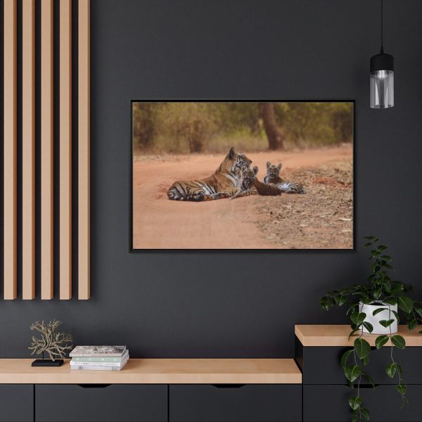 88289-594.jpg Tiger and Cubs on Dusty Road Framed Canvas