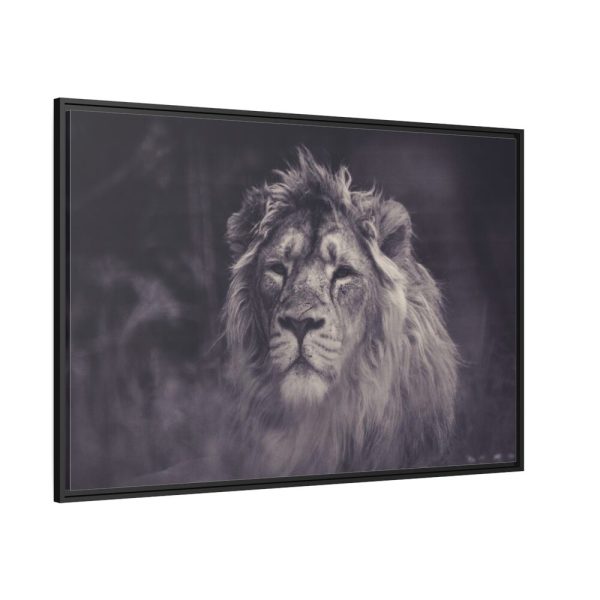 88289-616.jpg Close Up Shot of a Lion's Face in Black and White Framed Canvas