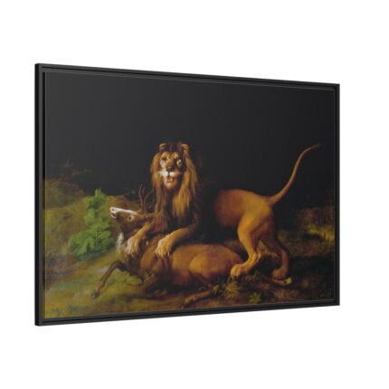 A Lion Attacking a Stag by George Stubbs Framed Canvas