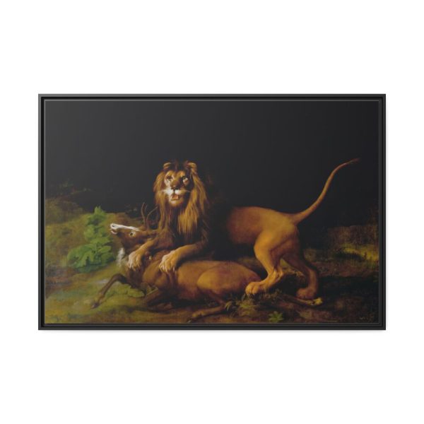 A Lion Attacking a Stag by George Stubbs Framed Canvas